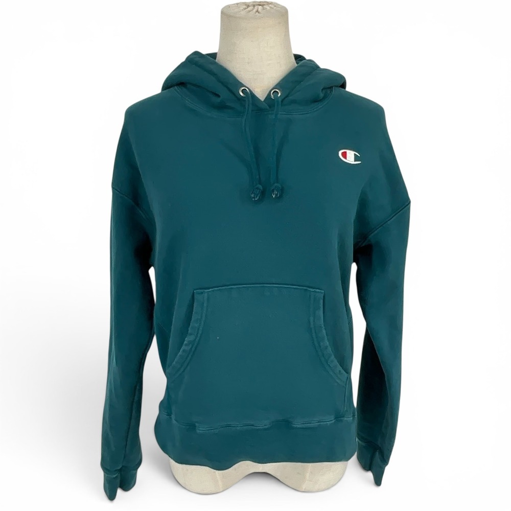 Champion Reverse Weave Hoodie Teal Green Sweatshirt Small 2573